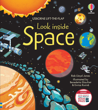 Look Inside Space by Usborne Rob Lloyd Jones – Royal Society Young People's Book Prize受賞・宇宙の秘密を70枚以上のフラップで発見する英語知識絵本、4〜10歳向け