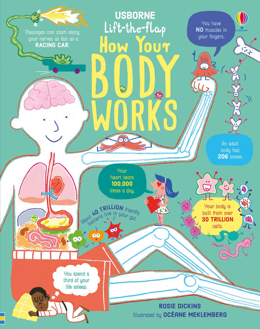 Lift-the-Flap How Your Body Works by Usborne Rosie Dickins – 人体・骨・脳・消化の仕組みを学ぶリフトザフラップ英語知識絵本、6歳以上向けSTEM教材・医師監修