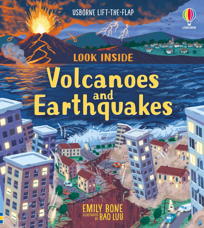 Look Inside Volcanoes and Earthquakes by Usborne Laura Cowan – 火山・地震・津波の仕組みを学ぶリフトザフラップ英語知識絵本、6〜9歳向けSTEM教材