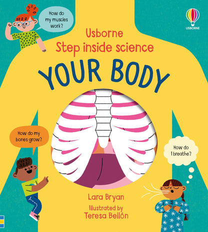 Step Inside Science Your Body by Usborne Lara Bryan – 透視窓のしかけで消化・呼吸・筋肉の仕組みを学ぶ英語知識絵本、5歳以上向けSTEM入門14ページ
