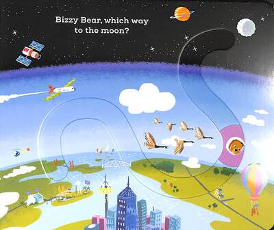 Bizzy Bear Find and Follow In Spaceの内側ページ – スライドカウンターで宇宙を冒険しながら英単語を覚えるしかけ絵本